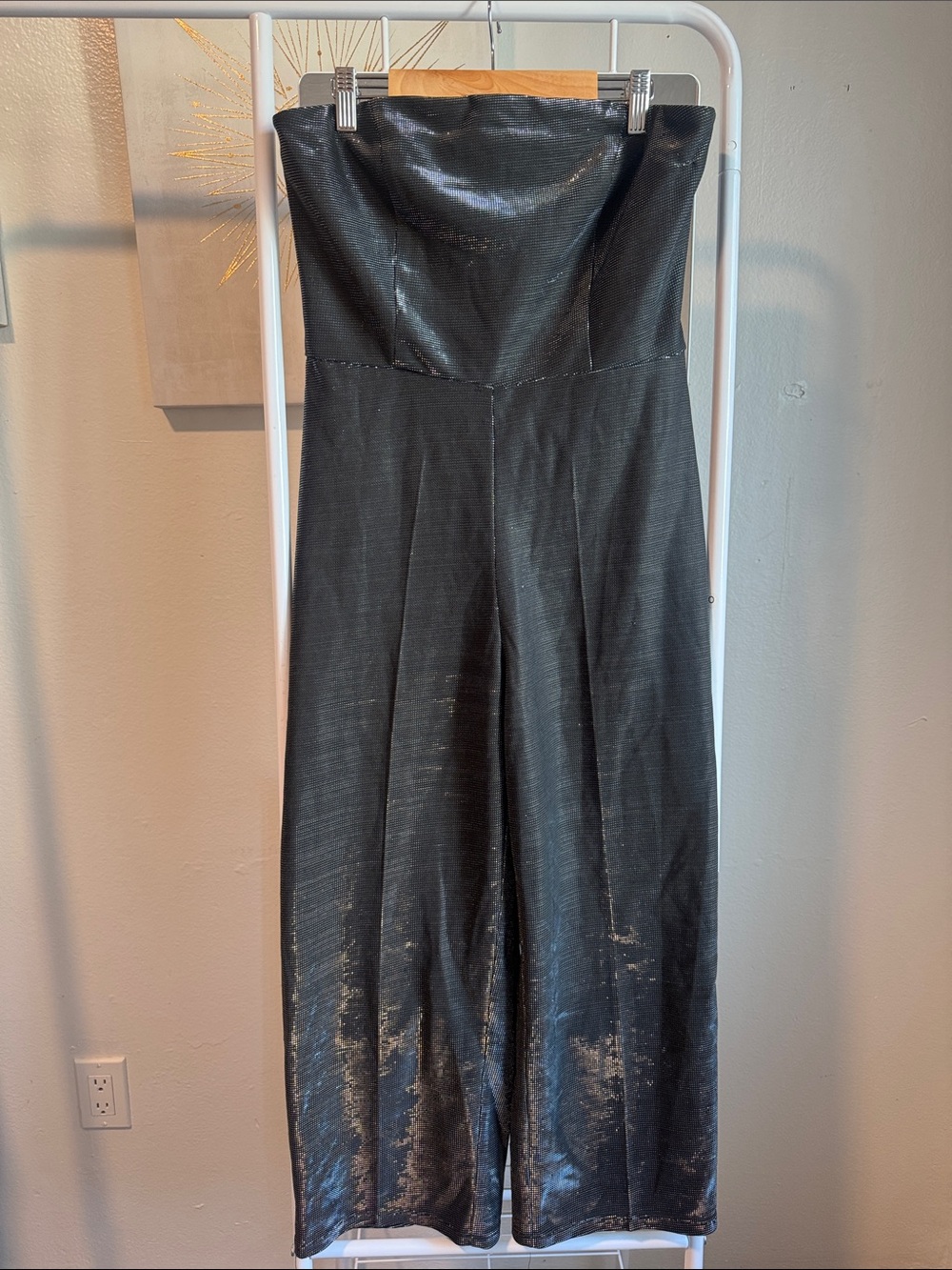 Lucy Paris “Alex Metallic” Strapless Black Women’s Strapless Jumpsuit Small